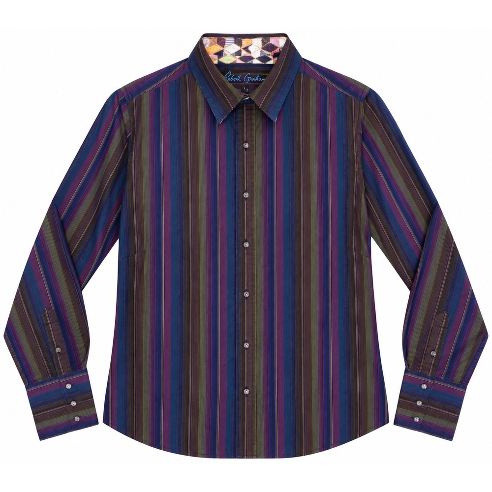Robert Graham Women Multi Color Striped Button Down Shirt Size 8 Long Sleeve